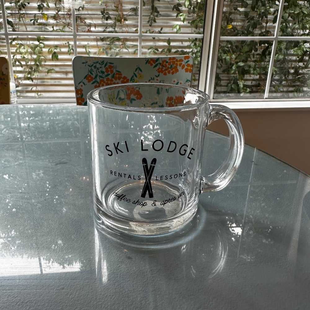 Ski Lodge Glass Coffee Mug